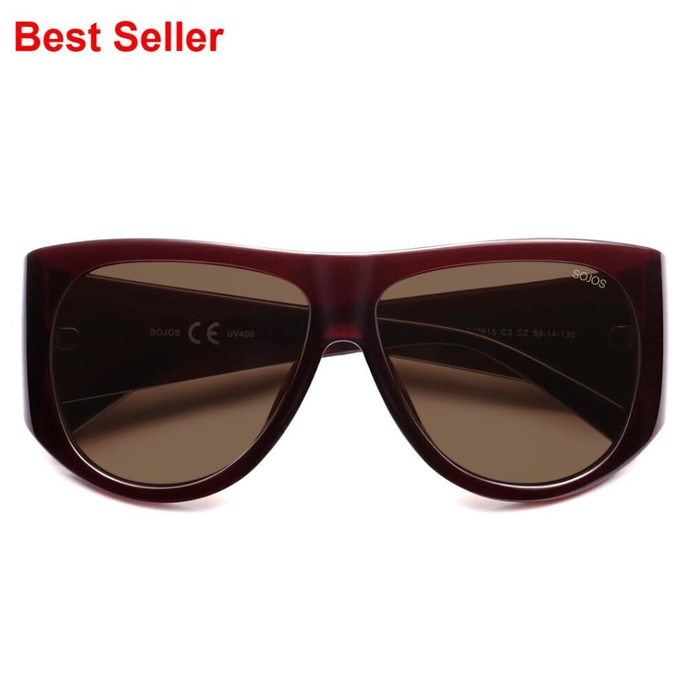 Vintage Oversized Aviator Polarized Sunglasses with UV Protection